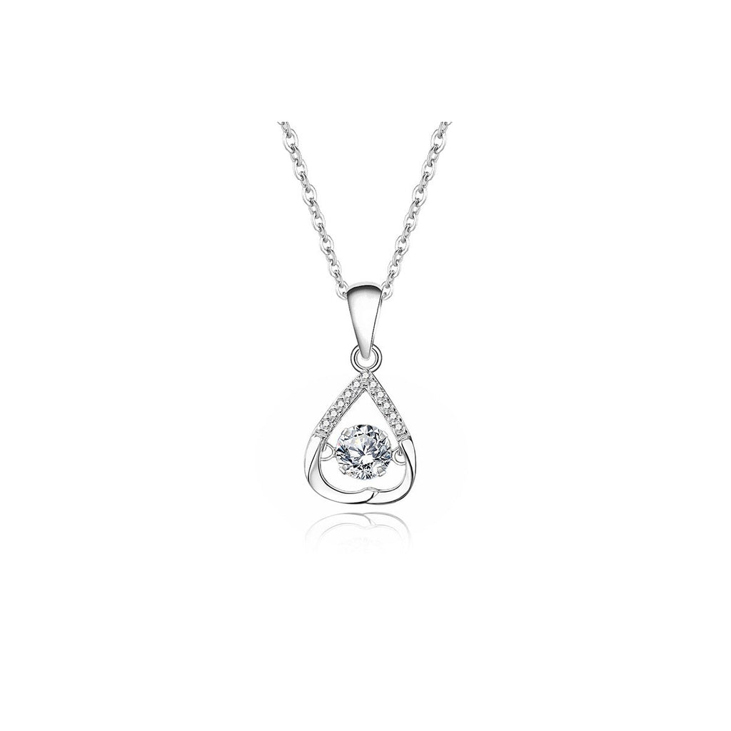 0.5ct Round Brilliant Dancing Stone Heart Pendant Necklace