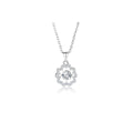 0.5ct Teal Round Brilliant Dancing Stone Floral Halo Pendant Necklace