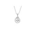 0.5ct Teal Round Brilliant Dancing Stone Swirl Halo Pendant Necklace