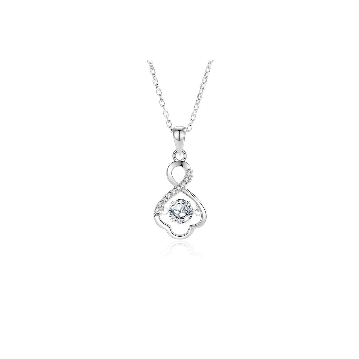 0.5ct Teal Round Brilliant Dancing Stone Infinity Pendant Necklace