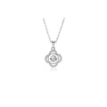 0.5ct Teal Round Brilliant Dancing Stone Clover Halo Pendant Necklace