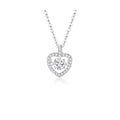 0.5ct Round Brilliant Dancing Stone Heart Halo Pendant Necklace