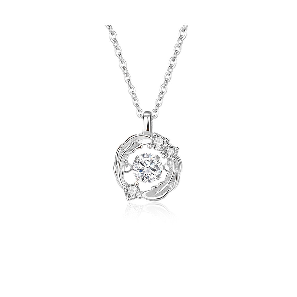 0.5ct Teal Round Brilliant Dancing Stone Swirl Pendant Necklace