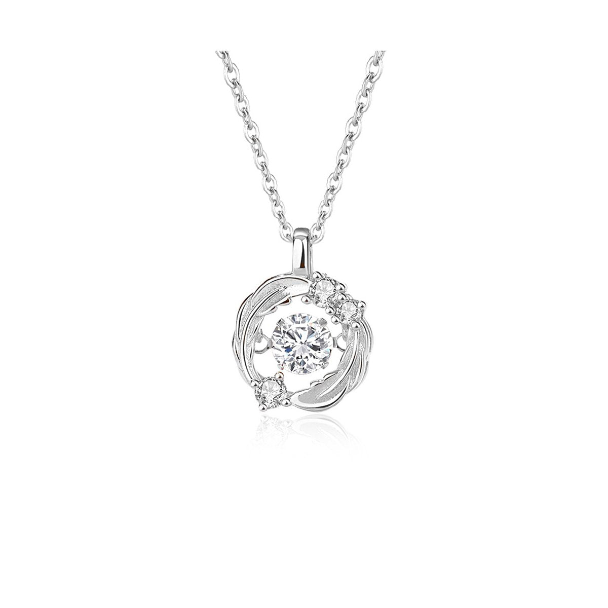 0.5ct Teal Round Brilliant Dancing Stone Swirl Pendant Necklace