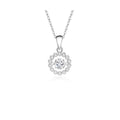 0.5ct Round Brilliant Dancing Stone Floral Halo Pendant Necklace