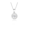 0.5ct Round Brilliant Dancing Stone Sunburst Pendant Necklace