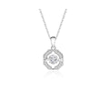 0.5ct Teal Round Brilliant Dancing Stone Octagon Halo Pendant Necklace