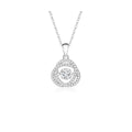 0.5ct Round Brilliant Dancing Stone Rose Halo Pendant Necklace