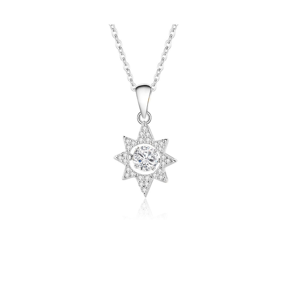 0.5ct Round Brilliant Dancing Stone Star Pendant Necklace