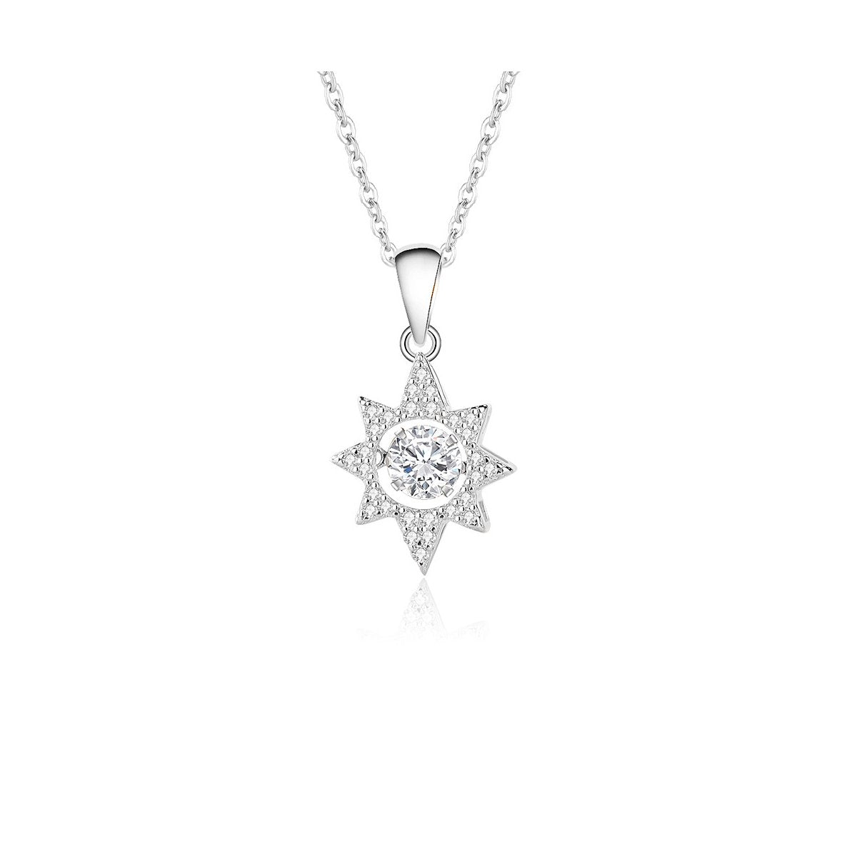 0.5ct Round Brilliant Dancing Stone Star Pendant Necklace