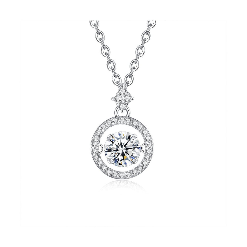 0.5ct Round Brilliant Dancing Stone Halo Pendant Necklace (30 accent stones)